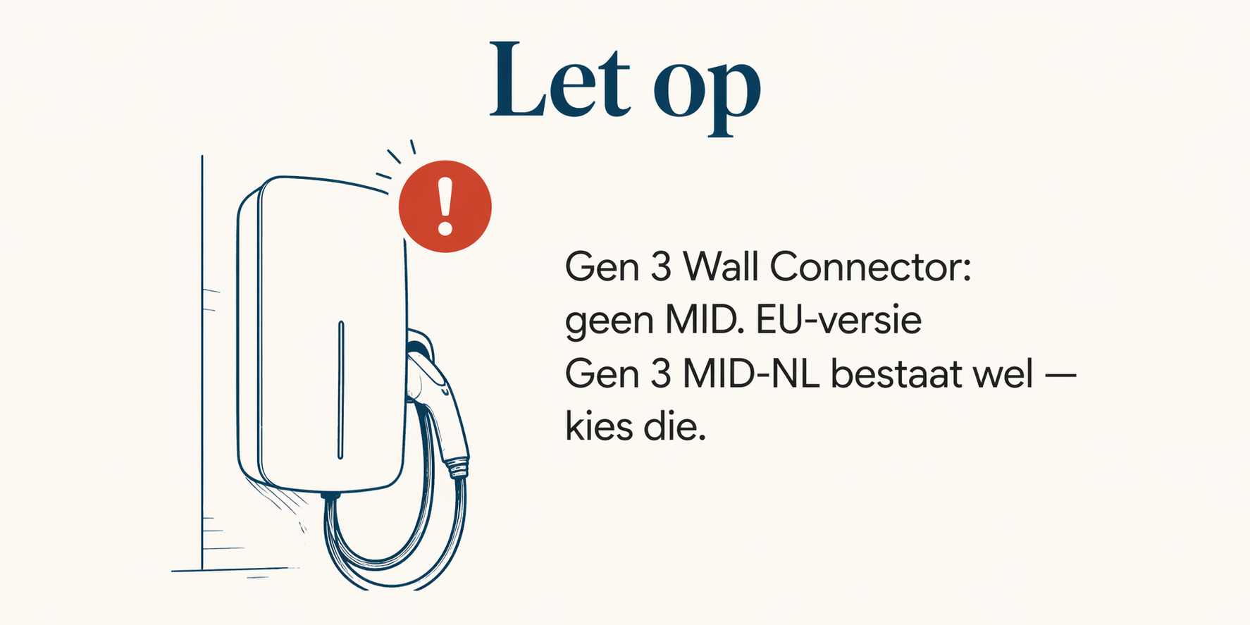 Tesla Wall Connector Gen 3 heeft geen MID; EU-versie valt af. Kies de MID-NL variant of wissel.