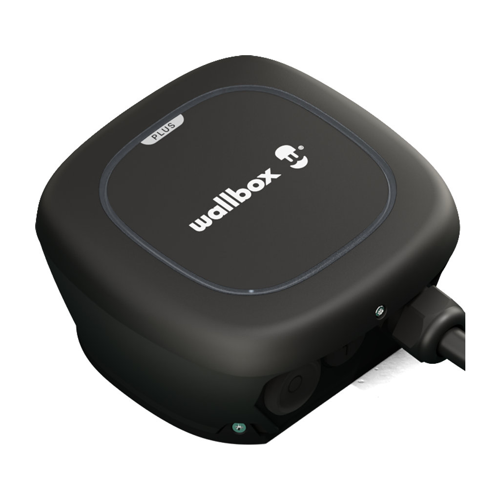 Wallbox thuislader aan een muur met opgerolde Type 2-laadkabel